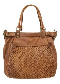 Samantha Look Damen Shopper, braun, Leder, vintage, Taschen, echt Leder, Made in Italy