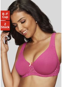 Nuance Damen T-Shirt-BH, Gr. 105, rosa, Spitze, Jersey, Obermaterial: 85% Baumwolle, 10% Polyamid, 5% Elasthan, Basic, BHs, mit Bügel und