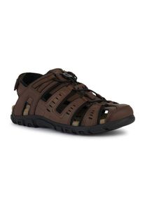Geox Herren Sandale "UOMO SANDAL STRADA C", Gr. 40, braun, Lederimitat, Textil, klassisch, Schuhe, Sommerschuh, Klettschuh, Outdoorsandale, mit