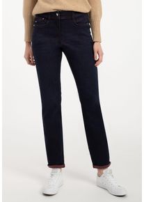 Recover Pants Damen 5-Pocket-Jeans "DARLIN", blau, casual, Gr. 46, unifarben, 91% Baumwolle;6% Polyester;3% Elasthan, Jeans, mit ausgefallener