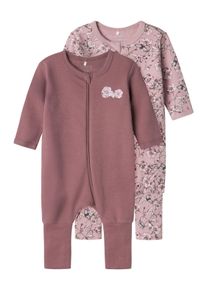 name it Kinder Schlafanzug "NBFNIGHTSUIT 2P ZIP FF GRAPE FLOWER NOOS", Gr. 92, lila, Jersey, Obermaterial: 100% Baumwolle, bedruckt, casual,