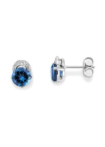 OROLINO Damen Paar Ohrstecker "Gold 585 mit Blautopas (beh.) 6mm und 10 Brillanten zus. 0,04ct.", ONE-SIZE, 1,0 ct SI = kleine Einschlüsse, Gold,