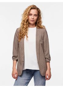 Pieces Damen Blusenblazer "PCBOSELLA 3/4 PRINTED BLAZER NOOS", braun, modisch, Gr. XS, bedruckt, Web, Obermaterial: 98% Polyester, 2% Elasthan,