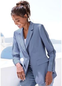 Lascana Damen Longblazer, blau, modisch, Gr. 36, unifarben, Twill, Obermaterial: 55% Leinen, 45% Viskose. Futter: 100% Polyester, Blazer, mit