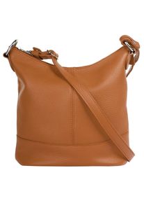 CLUTY Damen Umhängetasche, braun, Leder, unifarben, leicht glänzend, Taschen, echt Leder, Made in Italy