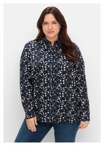sheego Damen Hemdbluse "Große Größen", schwarz, casual, Gr. 44, gemustert, Obermaterial: 100% Viskose (LENZING ECOVERO), Blusen, im Doppelpack, uni