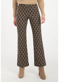 Recover Pants Damen Stoffhose "JASMIN", schwarz, Gr. 42, gemustert, 55% Polyester;44% Baumwolle;1% Elasthan, Hosen, mit topmodischer Flared-Form