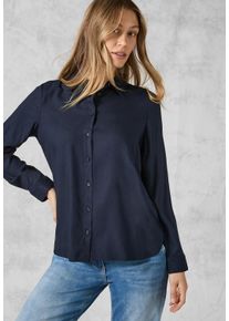 Cecil Damen Langarmbluse, blau, casual, Gr. XXL, unifarben, Stoff, 100% Viskose, Blusen, mit dekorativer Knopfleiste
