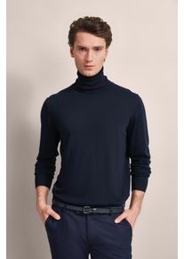 Bugatti Herren Rollkragenpullover, blau, casual, Gr. XL, unifarben, 100% Wolle, Pullover, aus 100 % Merinowolle