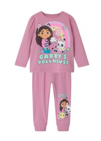 name it Kinder Schlafanzug "NMFSABA GABBY LS NIGHTSET NOOS SKY", Gr. 98, rosa, Jersey, Obermaterial: 95% Baumwolle, 5% Elasthan, bedruckt, casual,