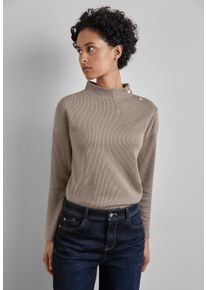 Street One Damen Langarmshirt, beige, casual, Gr. 40, unifarben, Stoff, 77% Polyester, 23% Viskose, Shirts, mit Turtleneck