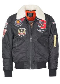 Top Gun Herren Bomberjacke "TG23002", schwarz, Gr. XL, Obermaterial: 100% Polyamid / Futter, Wattierung, Strick, Kunstfell: 100% Polyester, Jacken