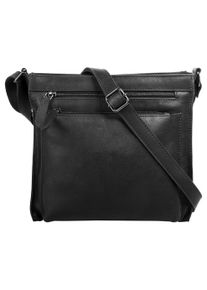 CLUTY Damen Umhängetasche, schwarz, Leder, unifarben, Taschen, echt Leder