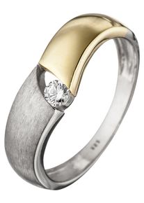 Jobo Damen Silberring, 60, Silber 925 (Sterlingsilber), silber, Silber 925 (Sterlingsilber), Fingerringe, 925 Silber bicolor vergoldet mit Zirkonia
