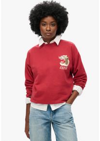 Superdry Damen Sweatshirt "SUIKA EMBROIDERED LOOSE SWEAT", rot, casual, Gr. S, bedruckt, Sweatware, Obermaterial: 75% Baumwolle, 25% Polyester,