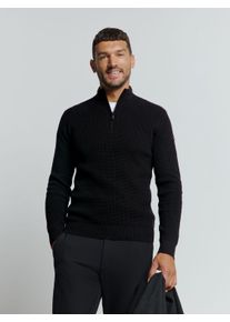 NO EXCESS Herren Stehkragenpullover, schwarz, casual, Gr. M, unifarben, Web, Obermaterial: 45% Baumwolle, 45% Polyacryl, 10% Nylon, Pullover, mit
