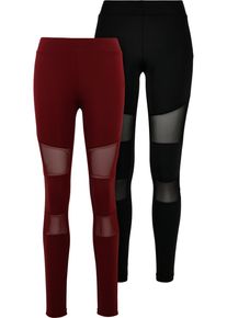 Urban Classics Damen Leggings "Urban Classics Damen Ladies Tech Mesh Leggings 2-Pack", rot, Gr. XL, unifarben, 80% Polyimid, 20% Elasthan, Hosen