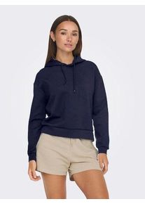 Only Play Damen Kapuzensweatshirt "ONPLOUNGE LS HOOD SWEAT - NOOS", blau, sportlich, Gr. XS, unifarben, Sweatware, Obermaterial: 80% Polyester, 15%
