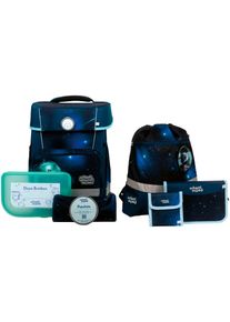 School-Mood Kinder Schulranzen "Champion, Moritz (Weltall)", blau, Polyester, Rucksäcke, mit LED-Patchy; aus recyceltem Material