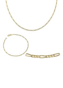 Firetti Damen Ketten und Armband Set "Multipack Schmuck Geschenk Gold 333 Halskette Armkette Figarokette", 50, gold, Gelbgold 333, Schmuck-Sets