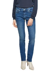 s.Oliver Damen Slim-fit-Jeans "Betsy", blau, casual, Gr. 42, Abriebeffekte, unifarben, Denim/Jeans, Obermaterial: 99% Baumwolle, 1% Elasthan, Jeans,