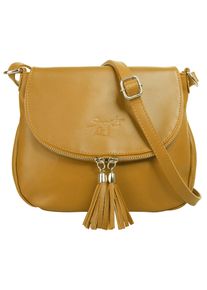 Samantha Look Damen Umhängetasche, gelb, Leder, unifarben, leicht glänzend, Taschen, echt Leder, Made in Italy
