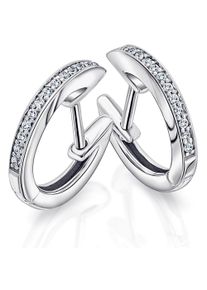 Vivance Damen Paar Creolen "0,10 ct Diamant Brillant Ohrringe Creolen aus 585 Weißgold", Damen, 0.10 ct mit Diamant, Weißgold 585-Diamanten, silber,