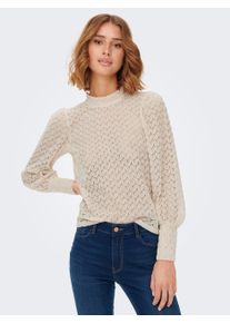 Jacqueline de Yong JDY Damen Langarmshirt "JDYAVERY L/S LACE TOP JRS NOOS", beige, modisch, Gr. L, unifarben, Single Jersey, Obermaterial: 100% Polyester, Shirts