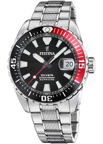 Festina Taucheruhr "The Originals/Diver", silber, Armbanduhren, Armbanduhr,Quarzuhr,Herrenuhr,bis 20 bar wasserdicht, Edelstahlarmband