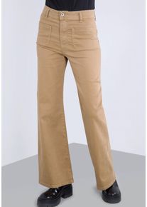 Please Jeans Damen Schlaghose, gelb, casual, Gr. S, unifarben, Twill, Obermaterial: 97% Baumwolle, 3% Elasthan, Hosen, aus hochwertigem Baumwollmix