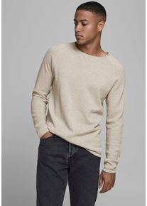 Jack & Jones JACK & JONES Herren Rundhalspullover "HILL KNIT", beige, modisch, Gr. XXL, unifarben, Obermaterial: 100% Baumwolle, Pullover