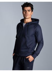 TRIGEMA Herren Sweatjacke "TRIGEMA Sweatjacke mit Kapuze", blau, Basic, Gr. S, 70% Baumwolle, 30% Polyester, Sweatjacken
