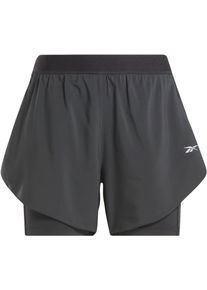 Reebok Damen Shorts "RUNNING 2 IN 1 SHORT/VERY BERRY", schwarz, sportlich, Gr. S, Obermaterial: 100% Polyester, Hosen