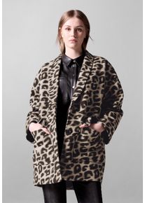 Damen Longblazer, braun, casual, Gr. 38, STREET ONE STUDIO, animal-print, Stoff, 100% Polyester, Blazer, mit Leo-Muster