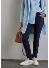 Street One Damen Stoffhose "Style YORK", blau, casual, Gr. 34, unifarben, Web, Obermaterial: 88% Polyamid, 12% Elasthan, Hosen, mit Zipper-Details