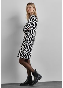 Street One Damen Etuikleid, schwarz, casual, Gr. 40, gemustert, Stoff, 64% Polyester, 33% Viskose, 3% Elasthan, Kleider, mit grafischem Muster