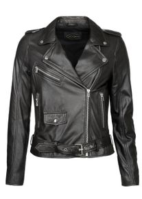 JCC Damen Bikerjacke "31021621", schwarz, Gr. M, Oberstoff: 100% Lammleder /Innenfutter: 100% Baumwolle / Ärmelfutter: 100% Polyester, Jacken