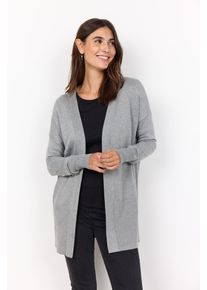 soyaconcept Damen Longstrickjacke "SC-DOLLIE 523", grau, casual, Gr. M, meliert, Strick, Feinstrick, Obermaterial: 75% Viskose, 25% Nylon,