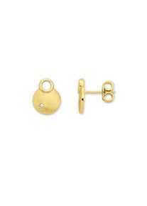 OROLINO Damen Paar Ohrstecker "Gold 585 glanz/matt mit 2x Brillant 0,02ct.", ONE-SIZE, 0,02 ct SI = kleine Einschlüsse, Gold, gelb, Gold, Ohrringe