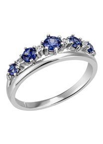 Firetti Damen Fingerring "Schmuck Geschenk Silber 925 Silberring Farbstein", 56, Silber 925 (Sterlingsilber), 2,3mm, blau, Silber 925