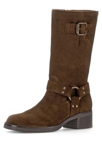 Gabor Damen Stiefel, Gr. 36, braun, Veloursleder, unifarben, modisch, Schuhe, Blockabsatz, Bikerstiefel, Langschaftsiefel mit Best Fitting