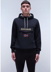 Napapijri Herren Hoodie "BURGEE", schwarz, casual, Gr. M, unifarben, Sweatware, Obermaterial: 90% Baumwolle, 10% Polyester, Sweatshirts