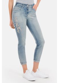 Recover Pants Damen 5-Pocket-Jeans "Jessi", blau, casual, Gr. 48, unifarben, 95% Baumwolle;5% Elasthan, Jeans, mit Stickereien