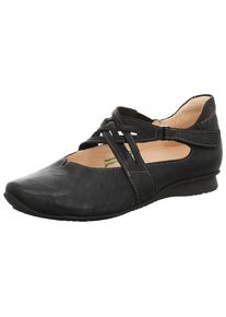 Think! THINK Damen Riemchenballerina, Gr. 42, schwarz, Leder, klassisch, Schuhe, Spangenschuh, Slipper, Festtagsschuh ausgezeichnet mit "Blauer Engel"