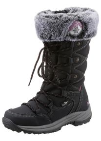 Mustang Shoes Kinder Winterstiefel, Gr. 28, schwarz, Lederimitat, Textil, sportlich, Schuhe, Snowboots, Schnürboots mit TEX-Ausstattung