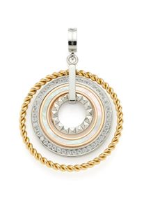 Leonardo Damen Charm-Einhänger "Geometria Clip&Mix, 021639", rosa, Edelstahl, Charms, mit Glasstein, Zirkonia (synth.) - mit Perlmutt