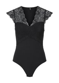 Pieces Damen Body "PCTATIANNA SS BODYSTOCKING NOOS", schwarz, feminin, Gr. S, unifarben, Obermaterial: 85% Polyamid, 15% Elasthan, Bodies