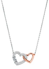 Michael Kors Damen Kette mit Anhänger "PREMIUM, PREMIUM, LOVE, HERZEN, MKC1641AN", Silber 925 (Sterlingsilber), L: 46cm B: 1mm, rosa, Silber 925
