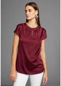 HECHTER PARIS Damen Kurzarmbluse, rot, feminin, Gr. 40, Obermaterial: 97% Polyester, 3% Elasthan, Blusen, aus hochwertigem Material-NEUE KOLLEKTION