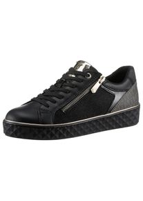 Marco Tozzi Damen Plateausneaker, Gr. 41, schwarz, Lederimitat, Textil, unifarben, kontrastfarbene Details, sportlich, Schuhe, Freizeitschuh,